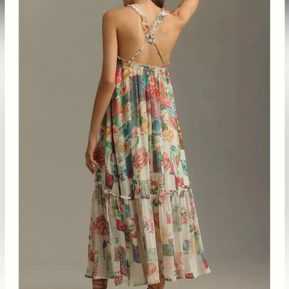 NWT Anthropologie Chiffon Shift Midi Dress - Picture 2 of 6